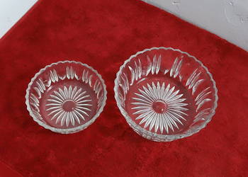 Zestaw 2 szklanych misek / salaterek – Vintage PRL – Gruby Kryształ