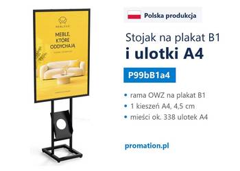 Stojak na plakat B1 i katalogi A4 – czarny OWZ