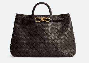 Torebka Bottega Veneta Andiamo skóra czekolady brąz od ręki