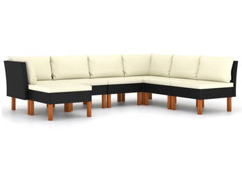 7-cz. zestaw wypoczynkowy do ogrodu poduszki czarny rattan PE WM-3059740