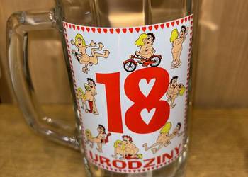 Kufel szklany 0,5l dowcipny 18 urodziny upominek