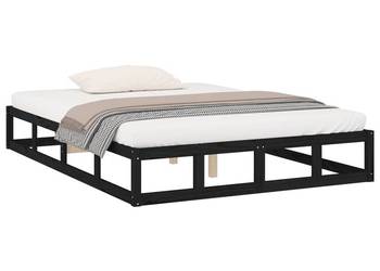 vidaXL Rama łóżka, czarna, 140 x 200 cm, lite drewno(SKU:820800)