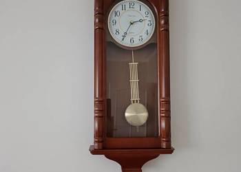 Duży drewniany zegar ścienny z wahadłem Timemaster 80 cm – Sprawny!