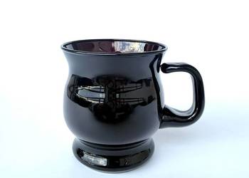 Kubek Huta Szkła Tarnowiec szkło hialitowe ciemnobordowy vintage PRL retro