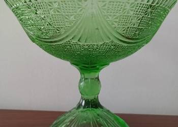 Zielona owocarka wzór “Girlandy” nr.339 Huta Szkła Ząbkowice