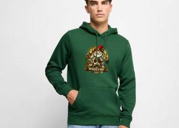 Ekologiczna męska bluza z kapturem Premium Wrocław – Magiczny Krasnal