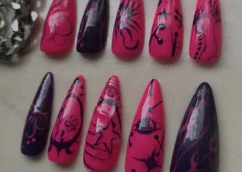 Handmade press on nails neon avantgarde