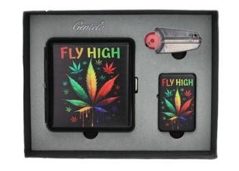 Zestaw Prezentowy Gandzia Papierośnica + Zapalniczka + Kamienie i Knot