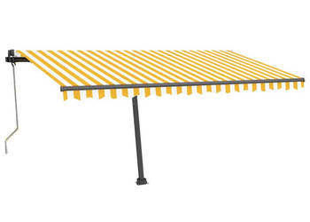 Wolnostojąca automatyczna markiza 450x350 cm żółto-biała WM-3069848