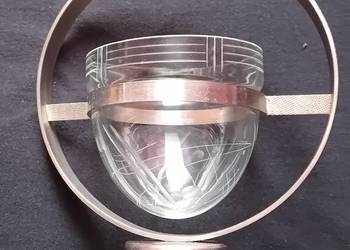 Piękna niklowana cukiernica ze szklanym wkładem, Bauhaus, połowa XX w.