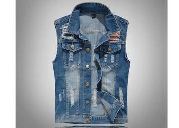 Bezrękawnik kamizelka katana jeansowa USA Vintage rozmiar L