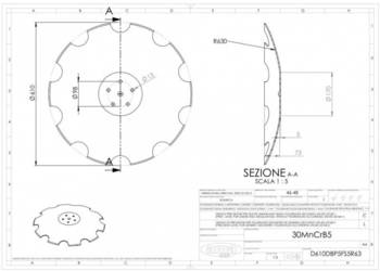 Talerz 610 pod piastę 5-otworową, grubość 5 mm D610DBP5FS5R63A