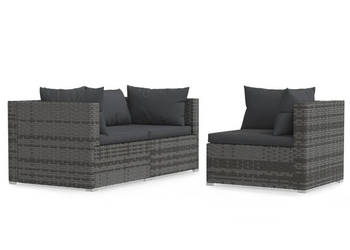 3-cz. zestaw wypoczynkowy do ogrodu poduszki szary rattan PE WM-317516
