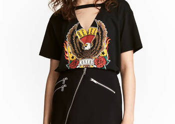 czarna spódniczka spódnica H&M xxs 32 zip zamek ukośny