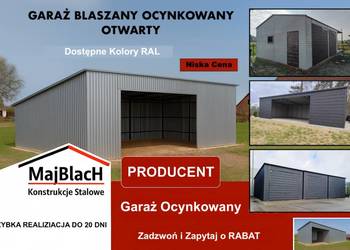 Garaż Blaszany Ocynkowany | Garaż Blaszany | HALA| Wiata   – Maj-BlacH