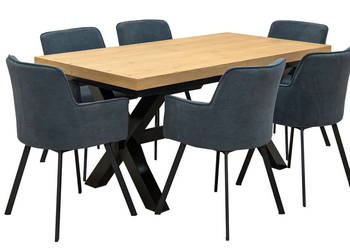 Stół Loftowy CARTEL 160/200x90cm + 6 krzeseł Loftowych ODESSA