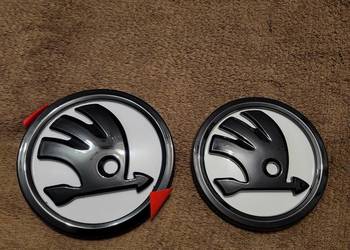 Skoda Logo Białe zestaw przód +tył