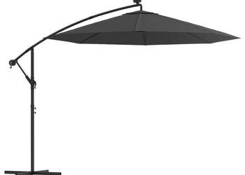 Parasol wiszący z LED i stalowym słupkiem 300 cm antracytowy WM-44521