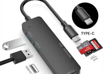 HUB USB-C, 3.0, 2.0, microSD, SD, 5w1, YC-909C, NOWY
