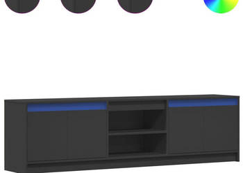 Szafka TV z LED czarna 180x34x50 cm materiał drewnopochodny WM-3307913